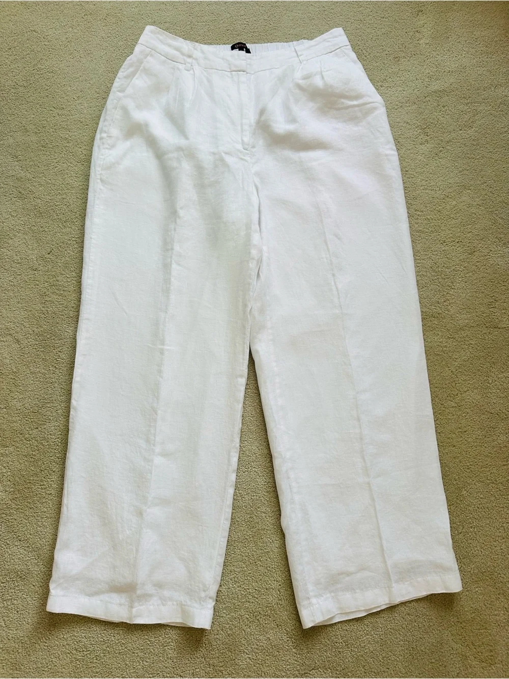 NWOT Quince White Wide-Leg 100% Linen Trouser Pants | Size 10